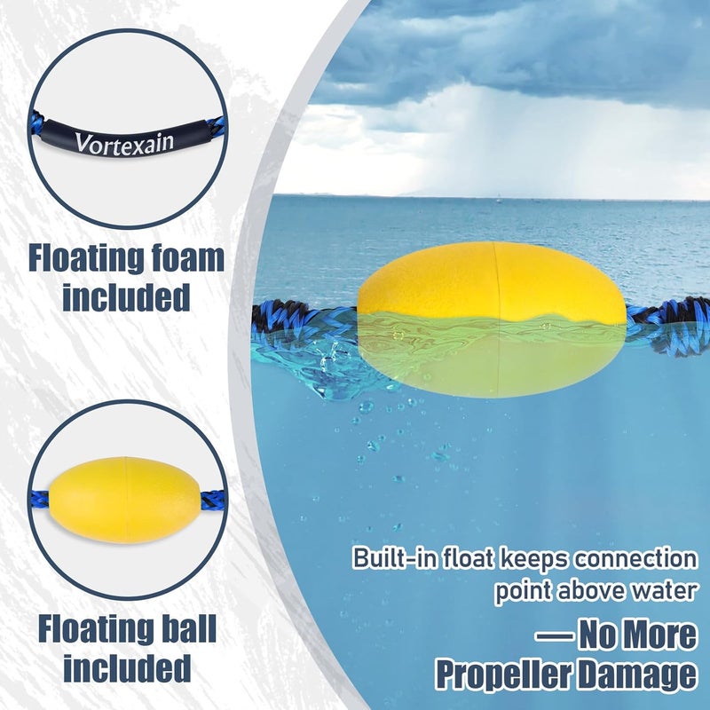 Vortexain Boat Tow Rope with Stainless Steel, Ropes for Towable Tubes Jet Ski Accessories - Image 3